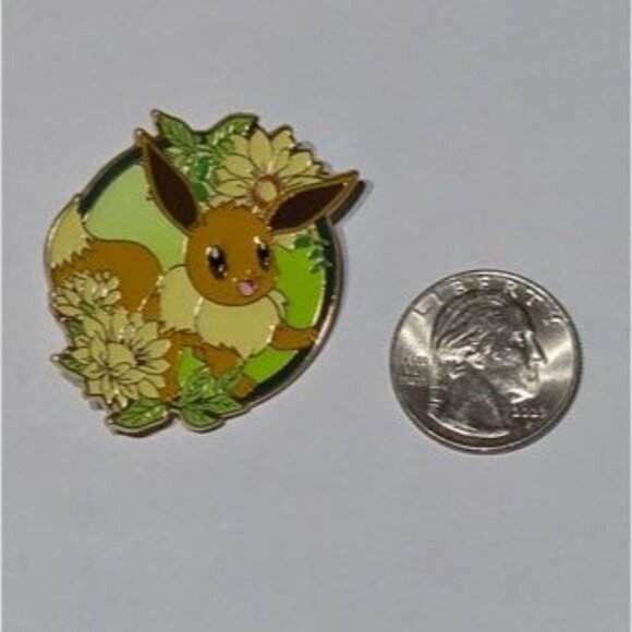 Pokémon Eevee Floral Enamel Pin – Elegant Collector’s Design - Picture 4 of 4